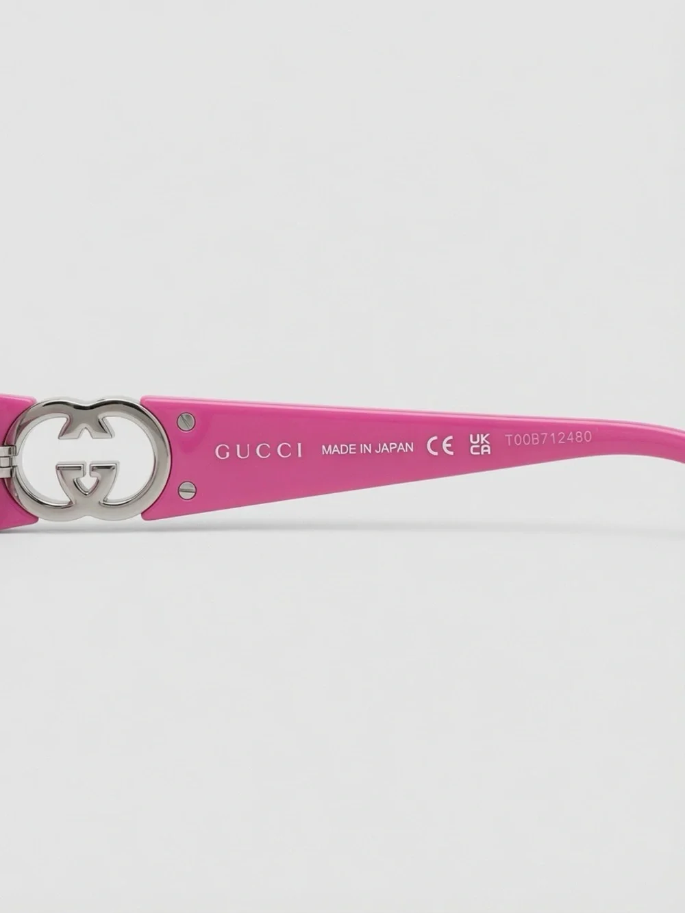 Gucci Hot Pink Rectangular Women's Sunglasses with Silver Logo Accents